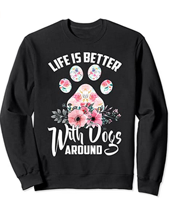 dog lover motif sweatshirt